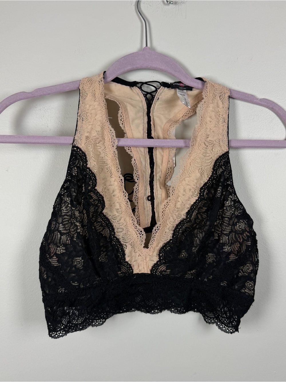 New Cosabella Beige Sette Black TOSCA RACERBACK BRALETTE Bra Lounge Medium